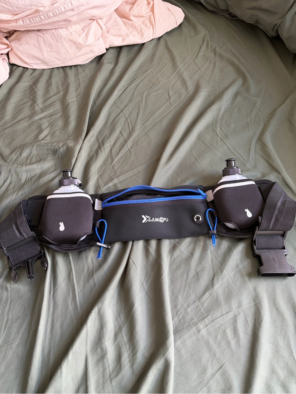 Black & Blue Hydration Running Belt with Dual Bottles